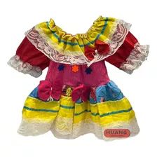 Vestido Infantil Para Festa Junina Colorido Lacinho Bebê