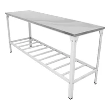 Mesa Serviço De Inox Linha Leve 1,90x55 Cm Prateleira Innal