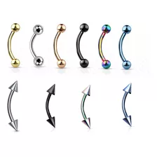 (1 Peça) Piercing Curvo Titânio 10mm Vertical Labret Hook