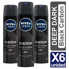 Desodorante Nivea Deep Black Dark Wood Pack De 6 Unidades