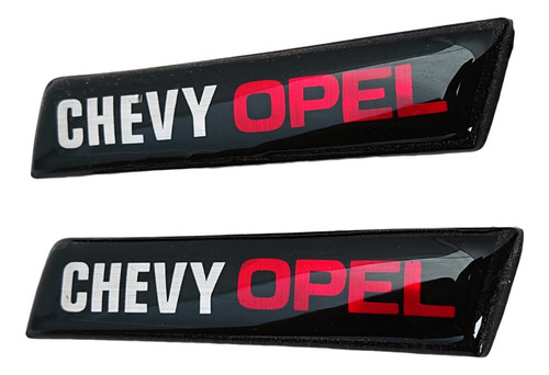 Par Emblemas Laterales Universales Chevy Opel Negro Rojo Foto 2