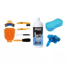 Kit Limpeza Bike 6 Pçs + Máquina Limp. Corrente + Shampoo 1l