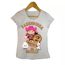 Camiseta Infantil Fem Manga Curta Personalizada Fazendinha