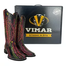 Bota Texana Feminina Vimar Preta Neon Vo15f7 Ref: 13126