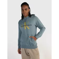 Sudadera Azul Bolsillo Delantero Calvin Klein Jeans Hombre