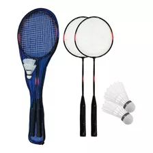 Kit 2 Raquetes E 2 Petecas Badminton C/ Bolsa