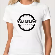 Baby Look Branca Blusa Feminina Bola De Neve Camisa Igreja