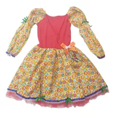  Vestido Junino Infantil Fantasias Marina Vermelho/amarelo