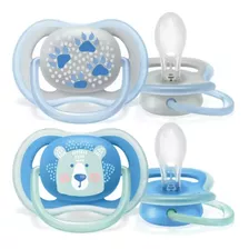 Chupeta Avent Ultra Air Tam2 De 6-18m Menino Azul Urso Dupla Cor Azul-celeste