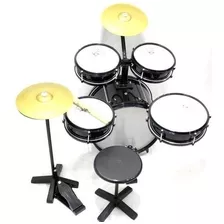 Bateria Profissional Infantil Rock Baby Preta Com Chimbal 