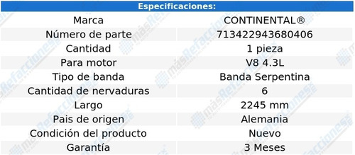 Banda Serpentina 2245 Mm Sc430 V8 4.3l 05-07 Continental Foto 5