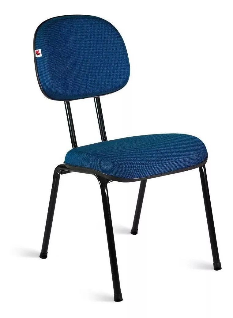 Cadeira Secretária Pé Palito Tecido Azul Com Preto
