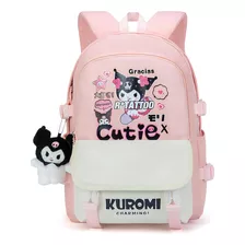 Mochila Grande Kuromi Para Niñas De 3 A 6 Grados, Color Rosa/grande