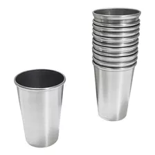 Vaso De Metal Aluminio 250 Cc. Con Reborde Apilable Pack ×12