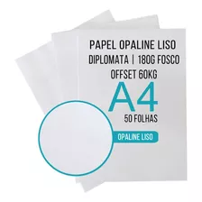 Papel Opaline Offset Liso Diplomata A4 180g Branco 100 Fls