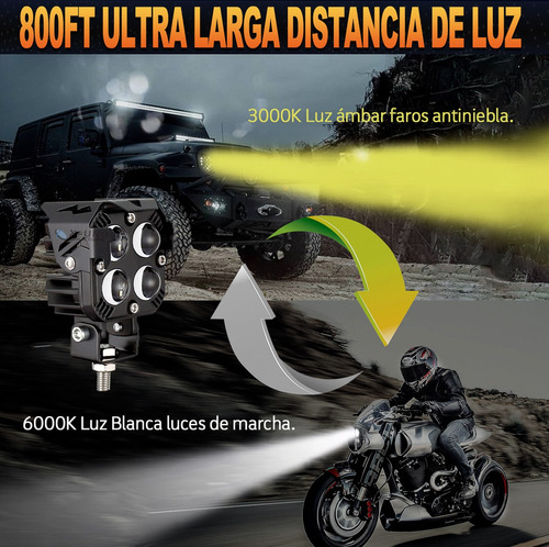 2 Focos Auxiliares Bicolor Ultra Brillo Alto/baja Beam 4x4 Foto 5