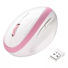 Mouse Ergonomico Vertical Blanco Rosa Inalambrico 6 Botones