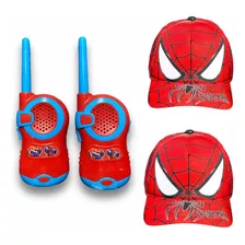 Kit 2 Boné + 1 Par De Walkie Takie Homem Aranha 