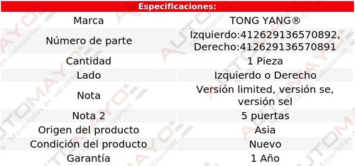 1/ Gua Defensa Izq O Der Tong Yang Edge Ford 2011-2014 Foto 2