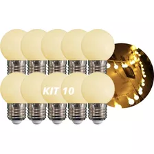 Kit 10 Lâmpada Bolinha Mini Bulbo Led 1w E27 Luz E Decoração