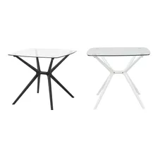 Mesa Elegante De Vidrio Comedor Nórdica Cross 80cm Y 120cm 