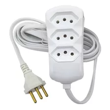 Extensão Elétrica Bivolt Tripla 5 Metros Fio Grosso 3 Tomada Cor Branco 127v/220v