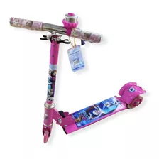 Patinete Infantil Rosa Menina Frozen Ferro Com Luz De Led