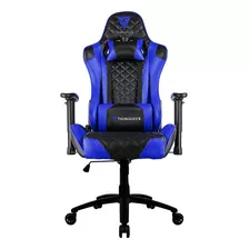 Cadeira De Escritório Thunderx3 Tgc12 Gamer Ergonômica Preto E Azul Com Estofado De Couro Sintético