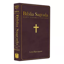 Bíblia Sagrada Com Harpa Avivada E Corinhos | Arc | Letra Hipergigante | Capa Semiflexível Marrom