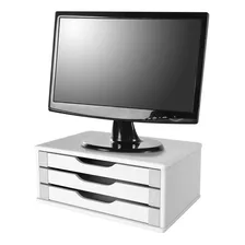 Suporte Para Monitor 3 Gavetas Branco Souza