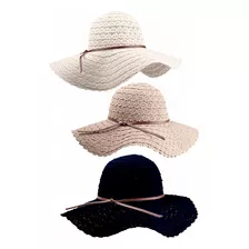 Pack De 3 Sombreros De Playa, Gorros De Paja