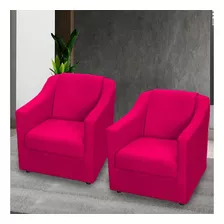 Kit 2 Poltronas Decorativas Consultório Recepção Sala Cores Cor Pink Desenho Do Tecido Suede