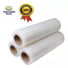 3 Rolos Filme Plástico Stretch 50cm 3kg - 3 Unidades