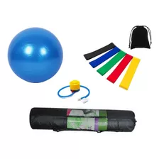 Mat Piso Yoga 6mm + 5 Bandas Cerradas + Pelota Suiza 65cm