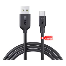 Cable Usb Tipo C Uso Rudo Android 2 Metros Carga Rápida 2.1 Amperes Protección De Sobrevoltaje Samsung Xiaomi Huawei Sony LG Motorola