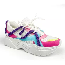 Tênis Feminino Chunky Sneaker Colorido Plataforma Virginia