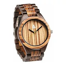 Treehut Mens Zebrawood Y Ebano Reloj De Madera Con Toda La