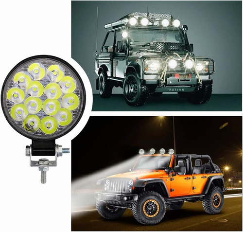 Par Faros 14 Leds Redondo Mini Slim 42w 4x4 Spot Niebla Ultr Foto 5