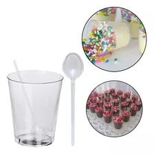 Kit 100 Copinho Potinho 25ml Brigadeiro Docinho + 100 Colher