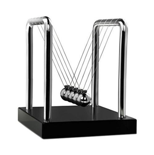 Pêndulo De Newton Luxo Preto - Metal E Madeira - Grande