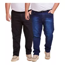 Kit 2 Calça Jeans Plus Size Masculina Lycra 50 Ao 56
