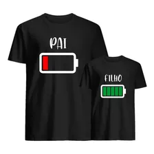 Camiseta Kit Tal Pai Filho(a) Dia Pais Carga Bateria Plus 