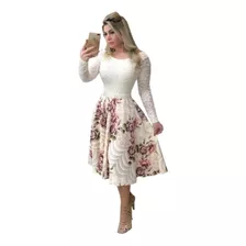 Vestido Midi Noiva Casamento Civil Luxo Com Cinto