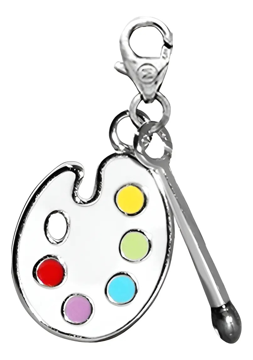 Dije Monona Plata 925 Paleta Pintor Nuevo/original Banco Y Plateado