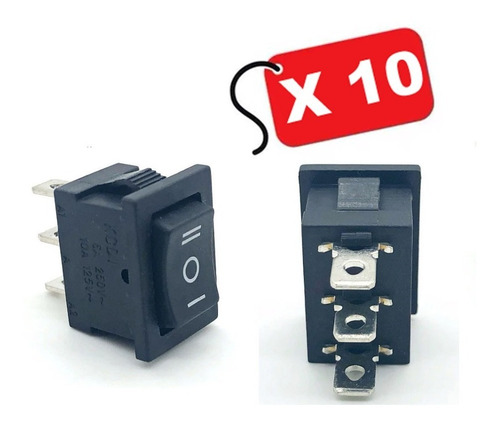 Mini Interruptor Switch Rocker Negro 3pin On-off-on / 10 Und