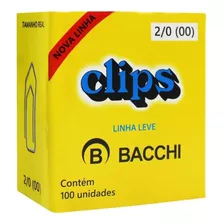 Clips Para Papel Bacchi 2/0 Com 100 Unidades Linha Leve