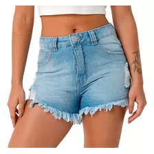Shorts Lady Rock Hot Pant Barra Desfiada Claro