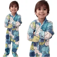 Pijama Macacão Infantil Inverno Soft Com Pé 4 6 8 