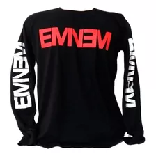 Camiseta Eminem Logo Manga Longa. Camiseta Rap Eminem