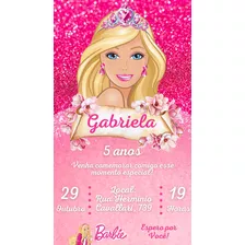 Convite Barbie Digital Whatsapp Aniversário 